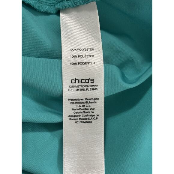 Chicos Collection Size XL (3) Teal Turquoise Full Zip Windbreaker Jacket Shiny - Picture 10 of 11